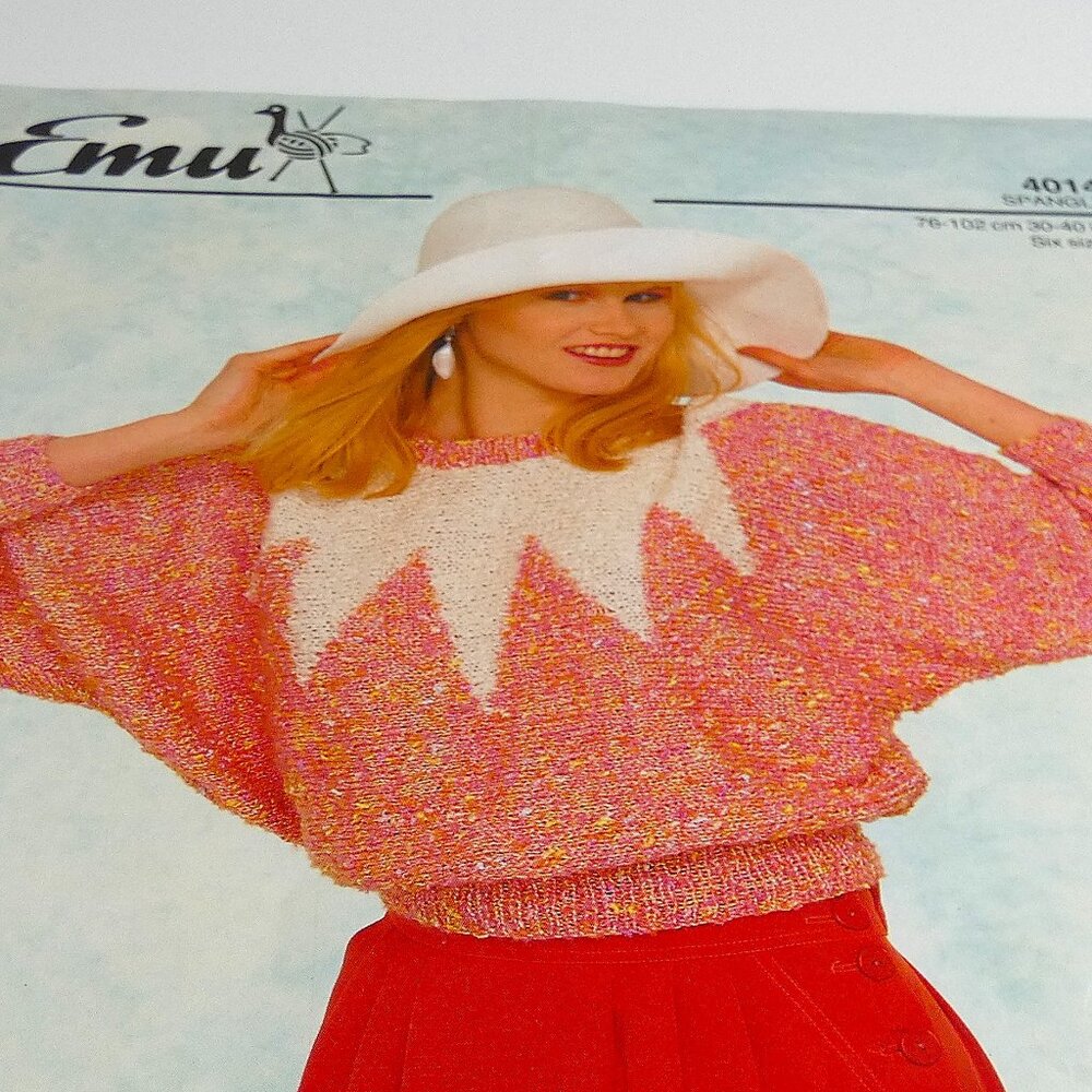 Vintage Sweater Double Knitting PATTERN British 30"- 40" Chest 6 Sizes Dolman